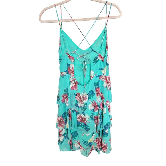Guess Floral Backless Tie Back Sleeveless Chiffon Mini Dress - Picture 3 of 10